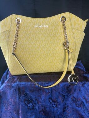 Michael Kors Yellow Logo Chain-Handle Tote